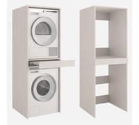 PLATAN ROOM Armoire pour machine à laver et sèche-linge avec planche coulissante - Armoire pour machine à laver et sèche-linge - Armoire superposée - 187 x 65 x 66 cm (cachemire)