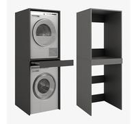 PLATAN ROOM Armoire pour machine à laver et sèche-linge avec planche coulissante - Armoire superposée - 187 x 65 x 66 cm (anthracite)