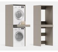 PLATAN ROOM Armoire superposée pour machine à laver et sèche-linge - 187 x 65 x 66 cm - Gris Argile