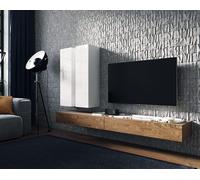 PLATAN ROOM Armoire suspendue hauteur 105 cm Armoire murale pour le salon Vitrines Armoire haute en finition brillante