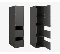 PLATAN ROOM Beatrice - Armoire haute - 187 x 45 x 65 cm - Armoire à linge - Étagère pour la salle de bain - Anthracite - 45 cm de large