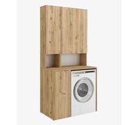 PLATAN ROOM Ensemble de salle de bain - Armoire de machine à laver de 65 cm de large et armoire haute de 33 cm de large - Armoire de rangement pour salle de bain - Armoire haute étroite pour machine à