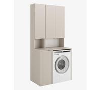 PLATAN ROOM Ensemble de salle de bain - Armoire de machine à laver de 65 cm de large et armoire haute de 33 cm de large - Armoire de rangement pour salle de bain - Armoire haute étroite pour machine à