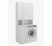 PLATAN ROOM Ensemble de salle de bain - Armoire de machine à laver de 65 cm de large et armoire haute de 33 cm de large - Armoire de rangement pour salle de bain - Armoire haute étroite pour machine à