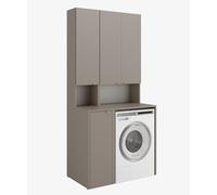 PLATAN ROOM Ensemble de salle de bain - Armoire de machine à laver de 65 cm de large et armoire haute de 33 cm de large - Armoire de rangement pour salle de bain - Armoire haute étroite pour machine à
