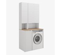 PLATAN ROOM Ensemble de salle de bain - Armoire haute pour machine à laver - 65 cm de large et armoire haute de 33 cm de large - Armoire de rangement pour salle de bain - Armoire haute étroite pour