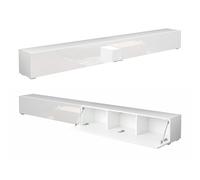 Platan Room - Meuble TV bas - 105/140/160/210/280 - En blanc brillant mat ou blanc brillant - À suspendre ou à poser (280 x 30 x 32 cm, blanc mat/blanc brillant)
