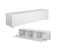 Platan Room - Meuble TV bas - 105/140/160/210/280 - En mat, blanc brillant - À suspendre ou à poser (140 x 30 x 32 cm)