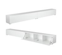 Platan Room - Meuble TV bas - Suspendu ou debout - 105/140/160/210/280 - En blanc brillant mat (280 x 30 x 32 cm)