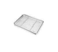 Plate de cuisson avec grille de refroidissement, Joyfair Ensemble de plaque de cuisson et grille de refroidissement en acier inoxydable, Plaque de cuisson rectangulaire et grille de refroidissement