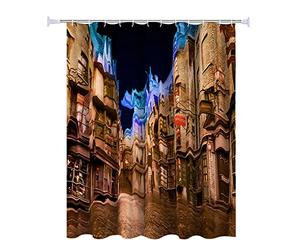 plate-forme 9 et 3/4 Poudlard Express Magic School Harry Potter Décor Rideau de douche, 177,8 x 177,8 cm étanche Tissu Polyester Rideaux Accessoires de salle de bain avec 12 pcs Crochets Moderne