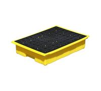 Plate-forme de confinement de déversement de baril d'huile industrielle - Seau de peinture empilable avec drain, supports de chariot élévateur et plateau de déversement amovible (ensemble de 5 pièces