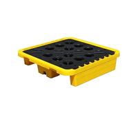 Plate-forme de confinement des déversements de baril d'huile empilable avec poches de vidange et de chariot élévateur, 2 plateaux de rétention de peinture industrielle, récipient de collecte amovible