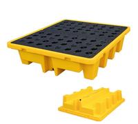 Plate-forme de confinement des déversements modulaire anti-fuite avec bonde de vidange, chariot élévateur, plateau empilable, base en polyéthylène pour une sécurité ultime
