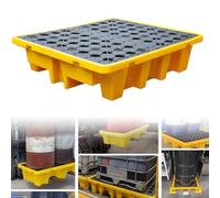 Plate-forme de confinement des déversements, plateau modulaire de déversement de palettes, polyéthylène avec poches pour chariot élévateur, 72 x 72 x 16 cm, capacité de charge élevée, râpe durable
