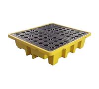 Plate-forme de confinement empilable avec grille pour un stockage sûr des liquides, idéale pour une utilisation industrielle