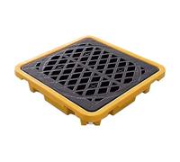 Plate-forme de confinement empilable avec grille pour un stockage sûr des liquides, idéale pour une utilisation industrielle