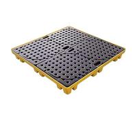 Plate-forme de confinement empilable avec grille pour un stockage sûr des liquides, idéale pour une utilisation industrielle