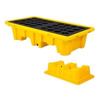 Plate-forme de confinement étanche avec bonde de vidange modulaire 1 tonneau plateau base polyéthylène chariot élévateur compatible 49 cm x 35 cm x 9 cm lourd Du Solut