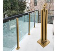 Plate-Forme De Patio, Garde-Corps en Verre, Systèmes De Poteaux Or, Escalier De Piscine Extérieur, Garde-Corps en Verre De Restaurant, Kit De Balustrade, Ra, Gold Corner Post, 75cm/30 in