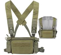 Plate Forme de Poitrine Tactique À Dégagement Rapide Gilet Reconnaissance Modulaire Sac Poitrine Sangle d'épaule Découpée au Laser avec Boucles À Dégagement Rapide Harnais Tactique H(Green)
