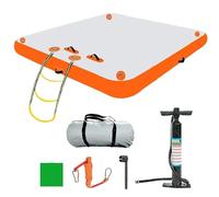 Plate-forme de quai flottante gonflable, large tapis d'eau avec échelle amovible, surface antidérapante et pompe à air pour piscine plage