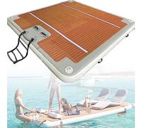 Plate-forme de quai gonflable avec échelle en acier inoxydable, bateau de sport gonflable, tapis flottant gonflable et plate-forme de pont de natation, grand coussin flottant Radeau Island Air Bed