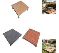 Plate-forme De Terrasse À Hauteur Réglable, Plate-forme Composite En Bois À Profil Bas De 84 X 84 Cm, Plate-forme De Revêtement De Sol Extérieure Modulaire(Teak color)