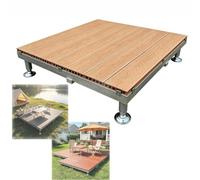 Plate-forme de Terrasse Surélevée, Kit de Terrasse Flottante Modulaire | Plateforme de Extérieure en Bois Composite, Pieds Réglables, Antidérapante, Dalles de Sol Imperméables(Teak,84x84x30cm)