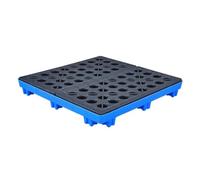 Plate-forme modulaire de confinement des déversements de tambour 2/4 avec râpe, palette durable pour un stockage sûr des liquides (120 x 60 x 17 cm), idéale pour un usage industriel