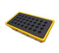 Plate-forme modulaire industrielle de confinement des déversements, empilable, bac à huile antidérapant pour entrepôts extérieurs, garages et stockage de tambours - Palettes de confinement de