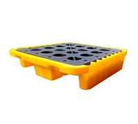 Plate-forme modulaire industrielle de confinement des déversements - Plateau de confinement empilable et antidérapant pour entrepôts et garages extérieurs - Palettes de confinement de déversements