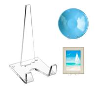 Plate Stand, Display Holder Rack, 3.94x3.94x7.87 Inches, Plate Frame Support, Countertop Sign Easel Transparent Design with Stable Grip Base for Table, Desk, Shelf, Home, Kitchen, Living Room