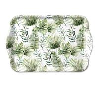 Plateau 13 x 21 cm en mélamine avec motif feuilles tropicales - Pour décorer et servir - Petit plateau de service pour café, thé, petit-déjeuner - Décoration de table jungle urbaine - Plateau