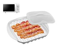 Plateau à bacon pour micro-ondes, avec couvercle, plats non collants, pour four, pizza, saucisse, hot-dog, viande, préparation, dîner, petit déjeuner, grill