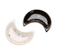 Plateau à bagues en céramique for bijoux et lune, décoration d'intérieur, coiffeuse, rangement, salle de bain Pour colliers et bracelets(Moon 2pcs)