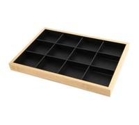 Plateau à bijoux 12 grilles EBTOOLS - Organisateur en cuir PU noir - Pour femmes et filles
