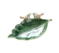 Plateau à bijoux en céramique feuilles vertes, assiette bonbons Pour La Fabrication De Bijoux Trou