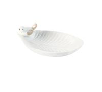 Plateau à bijoux en céramique for bibelots, bagues, colliers, bracelets, boucles d'oreilles, feuilles avec oiseau, décoration de la maison Pour colliers et bracelets(White)