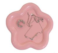Plateau à bijoux minimaliste en résine avec design irrégulier pour organiser les bijoux et améliorer la décoration de la pièce avec une utilisation pratique (motif floral rose)