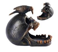 Plateau à bonbons en forme de tête de mort - Figurine de tête de mort d'Halloween, plateau de rangement pour bagues, Halloween, gothique, corbeau