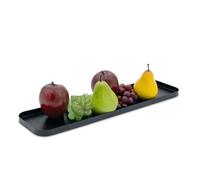 Plateau à bougie en métal noir - 50 cm x 13 cm - Plateau décoratif rectangulaire avec bord - Assiette décorative serveur cadeau bougies
