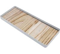 Plateau à bougies avec cadre en métal et fond en bois 45 cm x 18 cm - blanc - Plateau déco noir naturel rectangulaire avec rebord