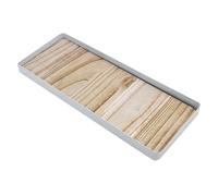 Plateau à bougies avec cadre en métal et fond en bois - 45 cm x 18 cm - Blanc - Plateau décoratif noir naturel rectangulaire avec bord - Plateau de service - Plateau à bougies - Plateau cadeau de Noël