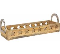 Plateau à bougies en bois de manguier - env. 44 cm - avec anse en métal