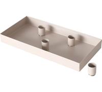 Plateau à bougies rectangulaire d'environ 30 x 15 cm en métal avec 4 bougeoirs magnétiques - Couleur : beige