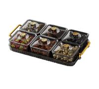 Plateau à collation sectionné - Organiseur alimentaire transparent, plateau de service | Conteneur léger durable avec poignée pour bonbons, fruits, desserts, légumes, apéritifs, buffet, cuisine à la