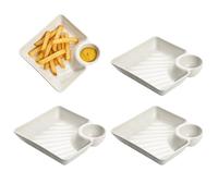 Plateau À Collations, Base Antidérapante, 18,3 X 4 Cm/4 Pièces, Assiette Séparée Pour Sauce, Plat De Service Pour Chips Et Trempettes, Avantage De Conception Empilable, Pour Les Apéritifs De Fête, Les