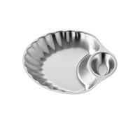 Plateau à collations créatif en acier inoxydable avec deux compartiments pour une séparation facile des aliments et une finition élégante pour un usage domestique