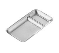 Plateau à collations créatif en acier inoxydable avec deux compartiments pour une séparation facile des aliments et une finition élégante pour un usage domestique